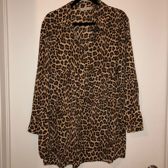 Zara long blouse in leopard print size L - Picture 1 of 3
